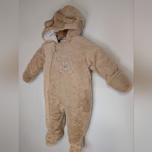 Disney Beige Plush Winnie The Pooh Bear Hooded Footed One-Piece